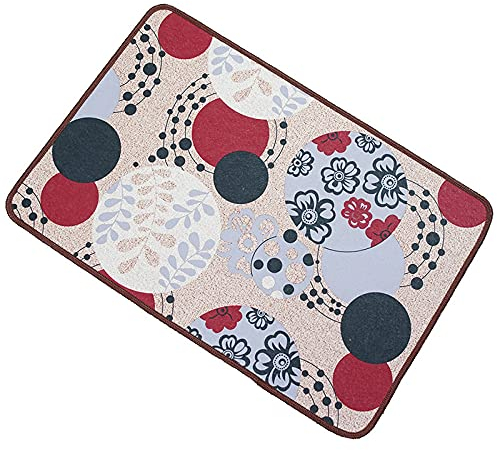 XCQZ rutschfest Badvorleger,rutschfeste Badematte Weicher Saugfähiger Badteppich Vintage Rund Mit Blumendruck 40X60 cm Maschinenwaschbarer Badteppich Strapazierfähiger Duschvorleger Für Badezimmer Kü