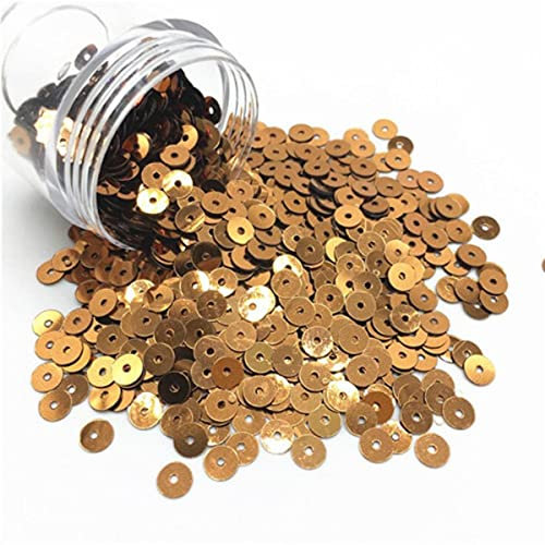 1100pcs Paillette 5mm Flache Runde Lose Pailletten DIY Handwerk PVC Pailletten Pailletten Nähen Hochzeitsschuh Kleid Zubehör Lentejuelas-Kaffee, 5mm 1100pcs 10g