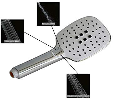 Set di rubinetti doccia premium in ottone e plastica ABS – supporti da parete, docce, tubi doccia e soffioni in cromo/rettangolare (doccetta (HB-Q11)