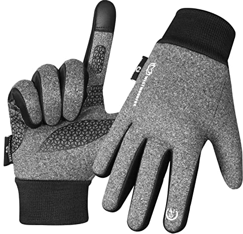 WFX Gants d'hiver Thermiques Coupe-Vent, Gants de Course à Pied pour écran Tactile, Chauds et antidérapants en Silicone pour Homme et Femme, Poignets élastiques pour la Conduite