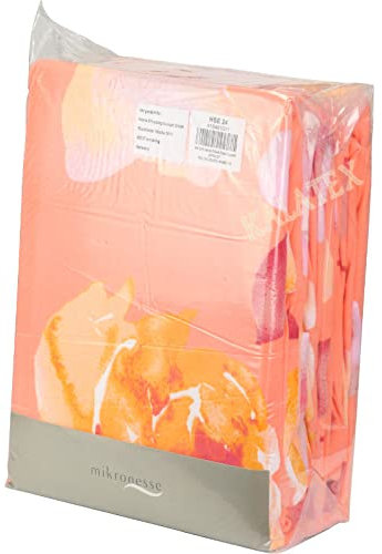 Kalatex Bettwäsche Feinbiber apricot 4 teilig 135x200 Blumen Design 100% Microfaser (apricot)