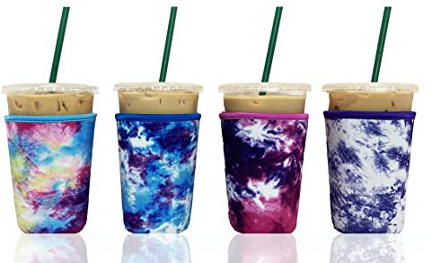Baxendale Iced Coffee Sleeves for Cold Drink Cups - 4 Pack Reusable Neoprene Iced Beverage Cup Sleeve for Hot & Cold Drinks, Compatible with Starbucks Dunkin and more