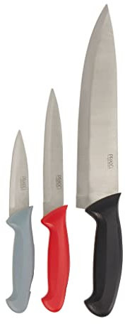 Gers Equipement Pradel Héritage, couteau cuisine, set de couteaux de cuisine, 3 pièces, couteau chef 20cm, couteau multi service 13,5cm, couteau office 9 cm, lames inox 532868, Noir