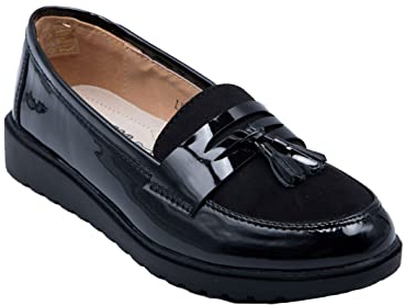 Mocassins Vernis Femme Semelle compensée Confort intérieur Cuir & Pampille Noir, 37 EU