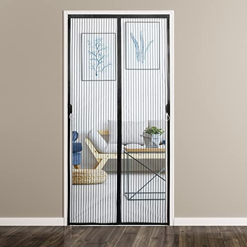 Rollo tür fliegengitter 100X185cm Fliegengitter tür fliegennetz Rahmen tür ohne Balkon Magnet fliegengitter Haustür, Schwarz