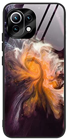 MAOGE Schutzhülle für Xiaomi 11 Lite 5G NE/Xiaomi Mi 11 Lite (4G/5G), ultradünn, Silikon, TPU, weich, Bumper, elegant, Marmor, glänzend, aus Hartglas, stoßfest, Sternenhimmel, Schwarz