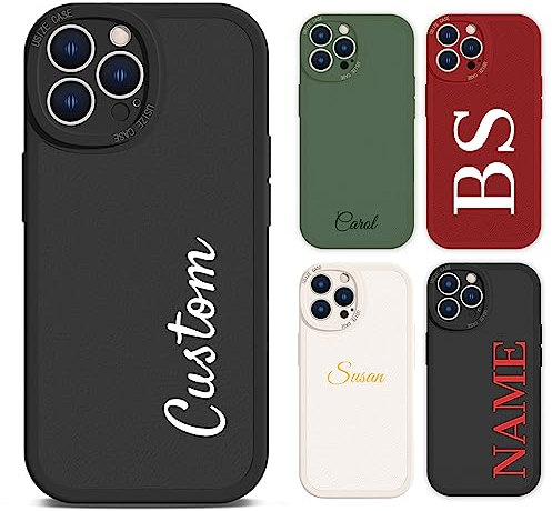 Bitrue Personalized Custom Name Text Phone Case for iPhone 16e 16 15 14 13 12 Pro Max Mini 11 XR Xs X 6 7 8 Plus,Soft TPU+Artificial Leather Material