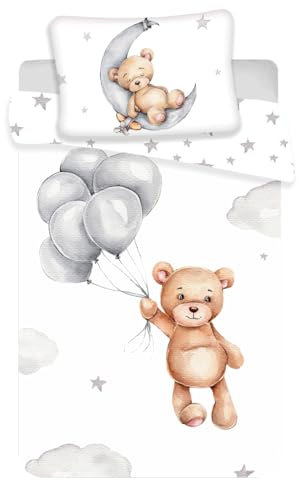 APTEX Baby Bettwäsche mit Teddy im Mond 100x135 cm 100% Baumwolle