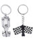 PFLYPF Lot de 2 porte-clés en métal : pour voiture argentée, avec drapeau, créatif - argent, 8,5 x 2,5 cm, argent, 8.5*2.5 cm