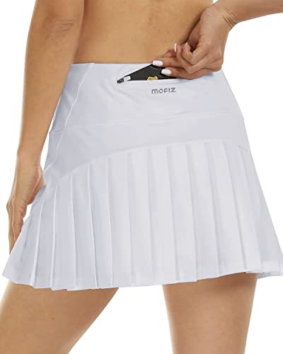 MoFiz Gonna Pantaloncini Tennis Gonne Sportive con Tasche Minigonna Pieghettata per Estive Bianco S
