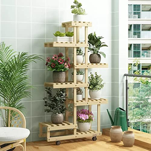 GIZNXBA 6 Tiered Blumenständer Fensterbank Blumenregal Holz Pflanzenregal Blumentreppe Pflanzentreppe Blumenbank Wohnzimmer Für Balkon Garten Terrasse (Color : /White)