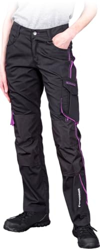 Leber & HOLLMAN LH-FWN-T Schutzhose | Sicherheitshose für Damen | Frauenhose | Arbeitshose | Schutzhose | Schwarz-Rosa | Größe:44