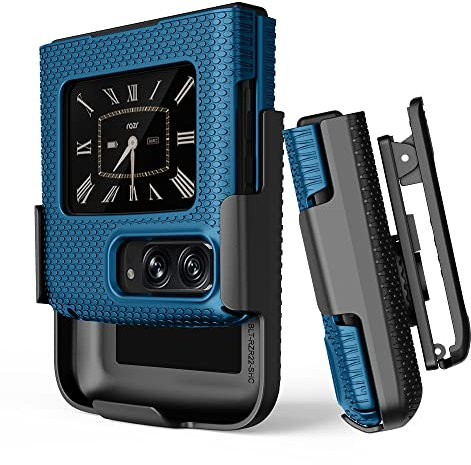 BELTRON Schutzhülle mit Clip für Motorola RAZR 2022, Schutzhülle zum Aufstecken und drehbarem Gürtelholster mit integriertem Ständer für Moto RAZR 3 5G Klapphandy (3. Generation) XT2251-1, Blau
