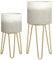 Outsunny Lot de 2 Supports Cache-Pots Ronds pour Plantes en métal avec Pieds épingles - hauteurs 67 et 52 cm Gris