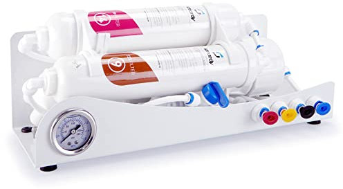 smardy Impianto osmosi inversa per acquario | Sistema di Filtraggio dell'Acqua 3 stadi | Depuratore acqua con manometro | water filter per produzione di acqua osmotica - 190L/Giorno