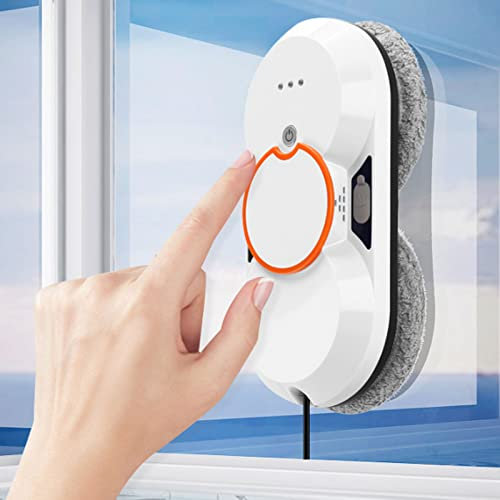 OXFUZZ Robot Window Cleaner, 5600pa Smart Glass Cleaning Robotic Dual Water Spray/Remote, Powered Washer For Table High Windows Ceiling Magnetic Automatic, Outdoor Indoor,White