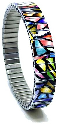 urband LONDON Edelstahlzugarmband CHECKERS KITES Schwarz Bunt - 10 mm