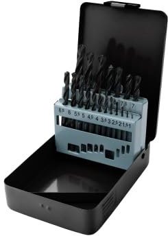 19 Piece HSS Drill Bit Set in Metal Tin Sizes 1 to 10mm in 0.5mm Increments