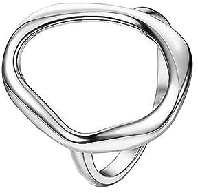 Amorino Ovaler Ring, perforiert, Größe verstellbar, an Ihre Finger anpassbar, Edelstahl, schlichtes Design, Oro, Edelstahl, Kein Edelstein