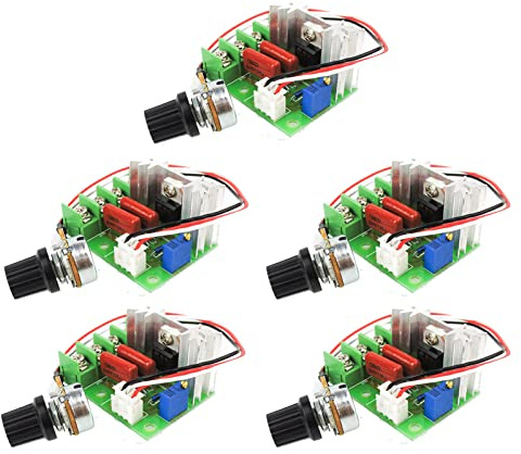 5 Stück Motor Drehzahlregler AC 50-220V 2000W SCR Spannungsregler | Elektrischer Regler für Motorgeschwindigkeit und AC Leistungssteuerung