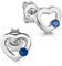 Materia Herz Ohrstecker Silber 925 Mädchen Zirkonia blau SO-266-Blau