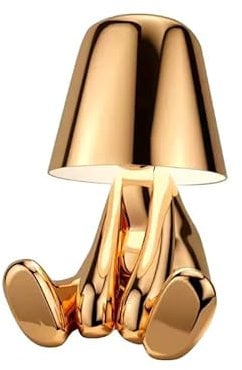 Luxus Bins Brother Tischlampe - Gold - Mr Where - Goldmännchen - Dekoratives Accessoire - Wohnzimmerdekoration - Schlafzimmerdekoration - Tischdekoration - Dekorative Tischlampe - Wohnaccessoire