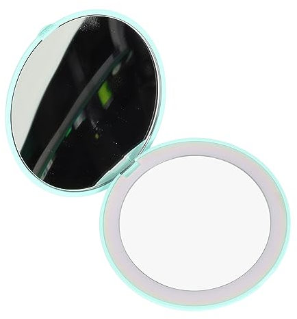 Espejo de Maquillaje Portátil con Cámara UV, Espejo LED de 3,5 Pulgadas, Soporte de Aumento 1X 2X, Espejo de Luz Plegable de Mano de Doble Cara, Funciona con Pilas para Prueba de