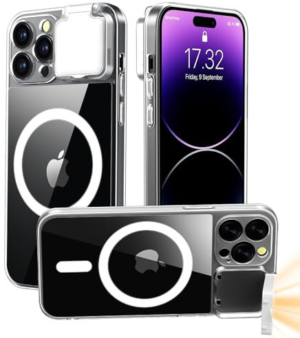 AJDSE Magnetische Hülle für iPhone 15 Pro Max Hülle Klar mit LED Selfie Licht für iPhone 15 Pro Max Hülle Kompatibel TIK Tok/Stream/Make-up/Live/Video - Selfie beleuchten für Frauen Männer