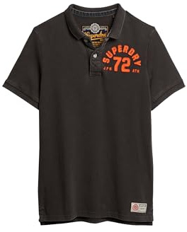 Superdry Herren Vintage Athletic Poloshirt Verwaschenes Schwarz L