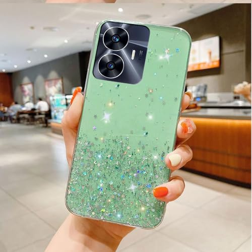 Funda Compatible con Realme C55 Case Transparente Brillo de Estrellas Cover Antigolpes TPU Carcasa