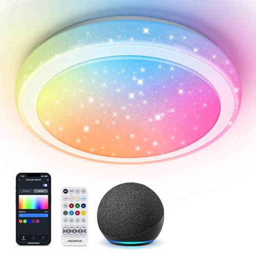 Aigostar Mesh- Smart Ceiling Light Bluetooth Mesh, Φ39CM, 24W, LED Deckenleuchte Kompatibel Alexa, 2650LM, 3000K-6500K und RGB Dimmbar, Smart Deckenlampe für Wohnzimmer, Küche, Schlafzimmer