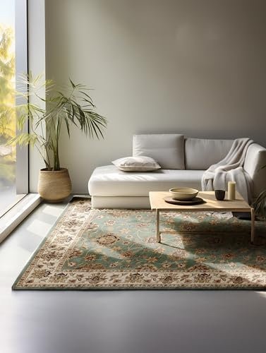 Nouristan Orientalischer Teppich – Läufer Orientalisch Klassisch Orient Wohnzimmerteppich dicht gewebt mit Bordüre Flachgewebe für Wohnzimmer, Schlafzimmer, Esszimmer, Flur – Mint, 80x120cm