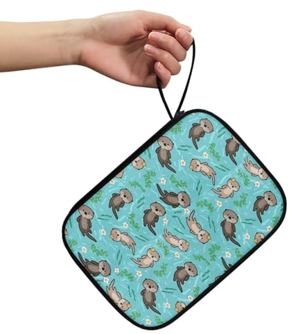 BYCHECAR Sea Otter - Estuche de almacenamiento para 12 correas de reloj, bonito soporte y organizador compatible con correas de Apple Watch y otros accesorios (verde)