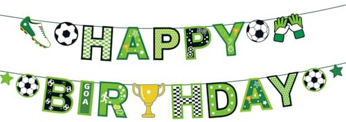 Fußball Happy Birthday Banner, 5 m/16,4 Fuß Fußball Motto Happy Birthday Wimpelkette, Fußball Party Dekoration