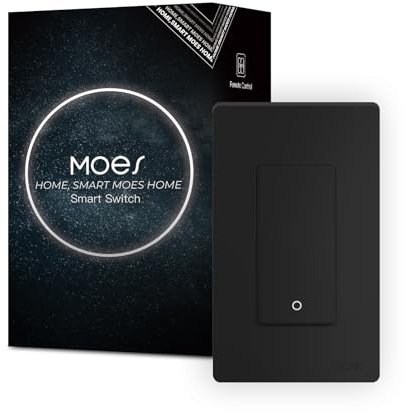 MOES Star Ring WiFi Smart Light Switch, Voice Alexa Google, 1 Gang Black