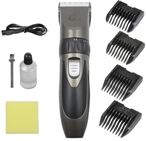 POFET Tierhaarschneidemaschine Ultraleise Wiederaufladbarer Kabelloser Kätzen und Hunde Pferde Haarschneidemaschine Haustier Rasierer Hundetrimmer Kit