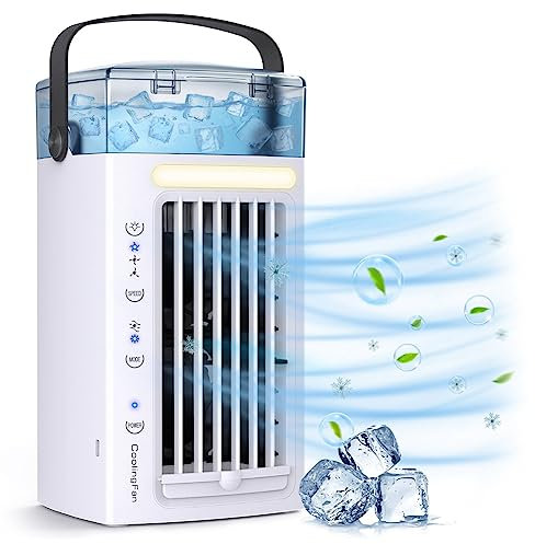 Persistence Ventilador de Aire Acondicionado PortáTil, Enfriador de Aire y Humidificador de Escritorio con 3 Velocidades de Ventilador y 7 Colores de Luz LED para Dormitorio