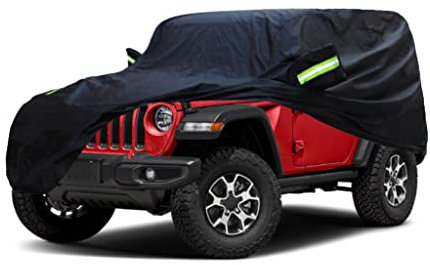 SjYsXm Autoabdeckung Kompatibel mit Jeep Wrangler 2-Door 2025-2007, Wasserdicht Abdeckung mit Baumwollfutter, Allwetter Auto Abdeckplane Autoplane Auto Abdeckung Regen Schnee Sonne UV-Schutz Car Cover