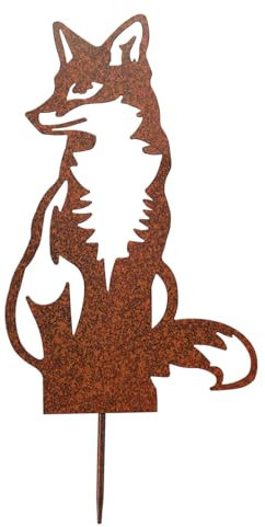 Coopers of Stortford Metal Silhouette Fox Stake Garden Rusted Metal Outdoor Statue