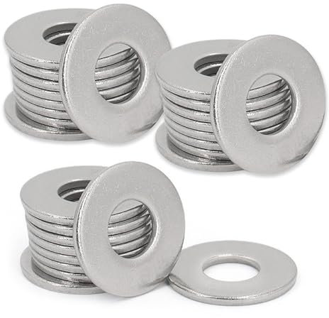 M6 Washers for Screws, 50 Pcs M6 x 18mm Stainless Steel Flat Washers Metal Plain Round Flat Repair Washer For Screws Bolts Nuts