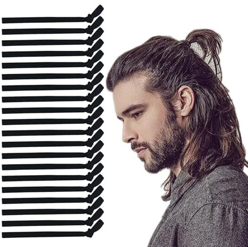 20stk Haargummi Herren,Hair Band Men,Elastische Haargummi Männer,Haargummi Schwarz Für Männer Mit Langem Haar Haargummis Keine Beschädigungfür Brötchen Lockiges Dickes Haar (Schwarze)