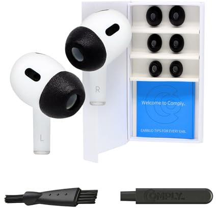 Comply Schaumstoff-Ohrstöpsel, für Apple AirPods Pro Gen 1 & 2, Größe S, (Nachfolger der Limited Edition 3.0), inkl. Demontage- & Reinigungstool, Phantom Black, 3 Paar, Made in USA