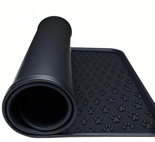 Smlntbu Napfunterlage für Hunde Katzen, 48 x 30cm, Hundenapf Unterlage Fressnapf Hund Futtermatten aus Silikon wasserdichte rutschfeste Fressnapf mit Rand, Spülmaschinenfest