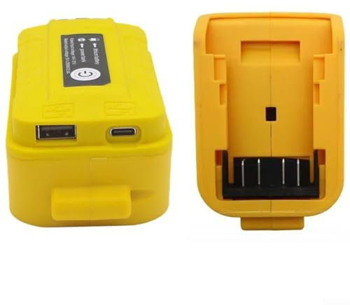Adaptateur de batterie avec lumière pour batteries au lithium Dewalt 18 V, capacité de charge double USB (B)