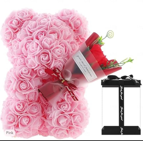 Pink rose Teddy bear with bouquet great idea for Mothers day or birthdays