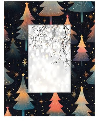 Mexpekil Bilderrahmen aus Holz, magisches Weihnachtsbaum-Muster, 15,2 x 10,2 cm, für Wand, Tisch, Collage, Bilderrahmen, Heimdekoration, Geschenke, 10,2 x 15,2 cm