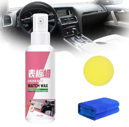 Spray de cera para el cuidado del salpicadero del coche, 120 ml, plástico para el interior del coche, piezas de tablero de instrumentos de restauración, agente de pulido, limpiador en aerosol interior