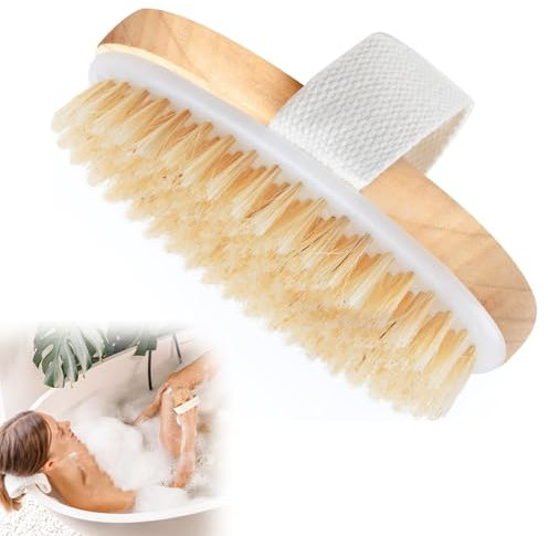 Brosse Corps A Sec,Brosse A Sec Drainage Lymphatique,Brosse Seche Corps,Fabriqué En Bois De Hêtre Naturel De Sanglier, Il Procure Un Massage Exfoliant Physique Et Favorise Le Drainage Lymphatique.
