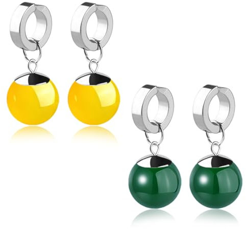 2 Paar Anime Dragon Ball Cosplay Schmuck Son Goku Ohrhänger, hochwertige Neuheit, Ohrhaken, Ohrstecker, Unisex-Stil Perlenohrringe Schmuck Gelb/Dunkelgrün