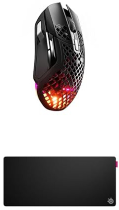 SteelSeries Aerox 5 Wireless - RGB Gaming-Mouse - Federleichtes, wasserabweisendes Design - 9 Tasten - TrueMove Air-Sensor mit 18K DPI QcK XL Performance Speed Gaming-Mauspad 900x400mm